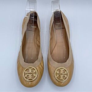 Tory Burch Caroline Ballet Flats 8 Tan/Nude